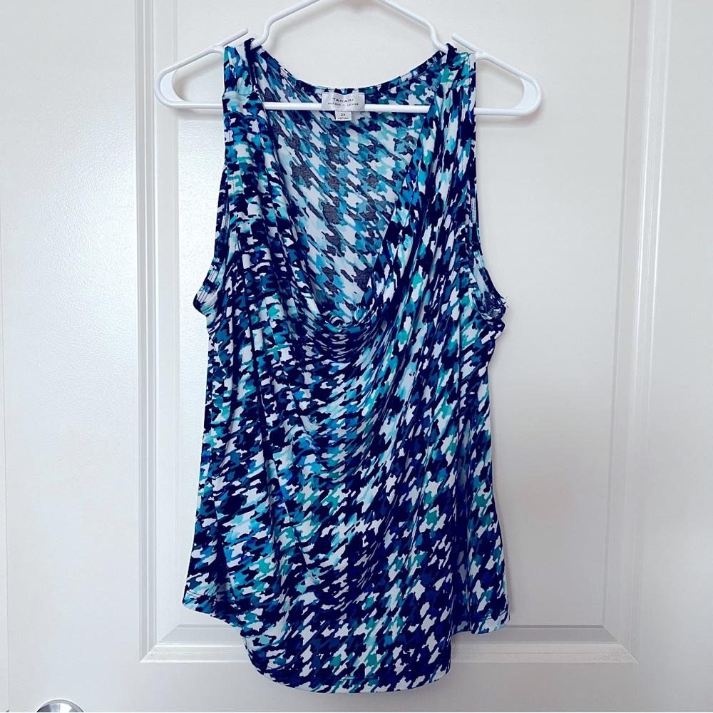 Tahari 2X Plus Size Cowl Neck Blouse Tank